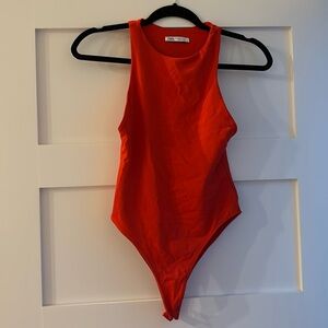 Zara red high neck bodysuit